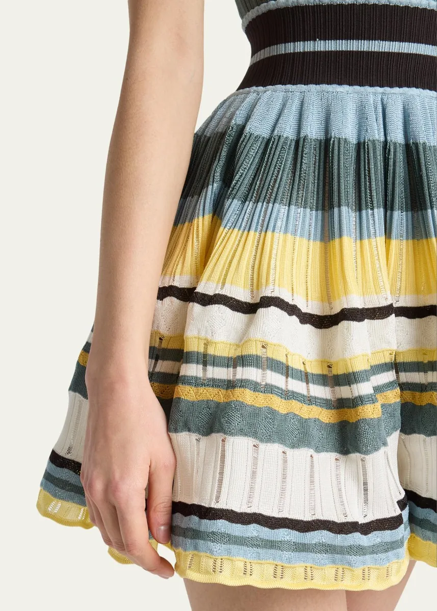 ALAÏA Sleeveless Striped Crinoline Knit Mini Dress | Thumbnail 5