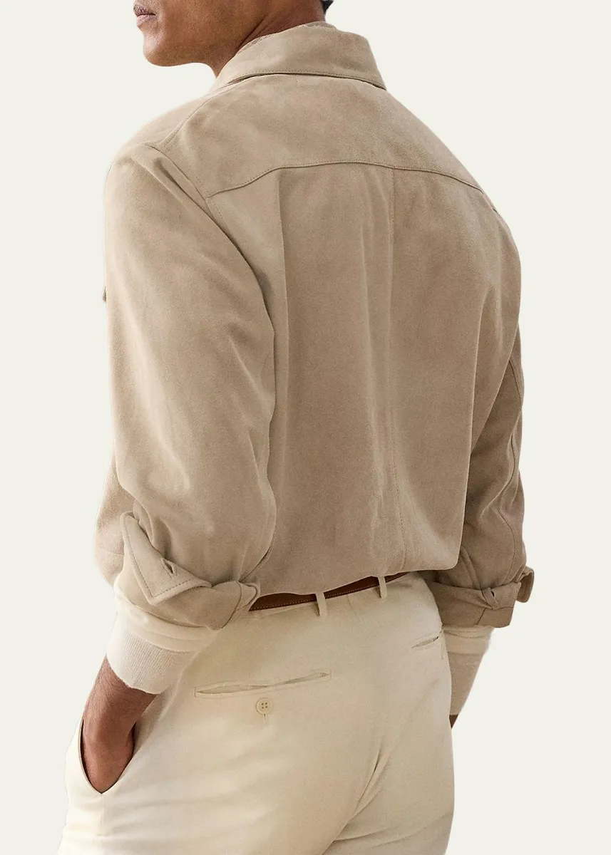 Ralph Lauren Purple Label Men's Suede Overshirt | Thumbnail 2