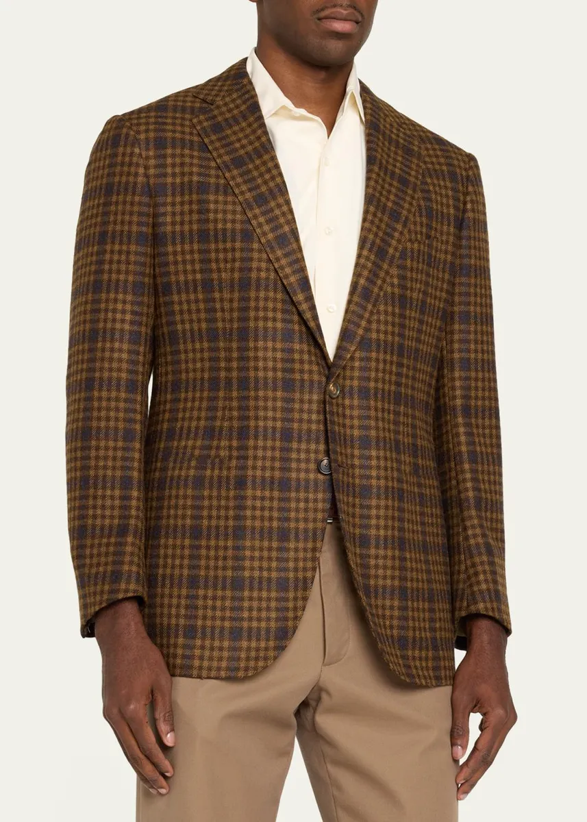 Cesare Attolini Men's Cashmere Plaid Single-Breasted Sport Coat | Thumbnail 4