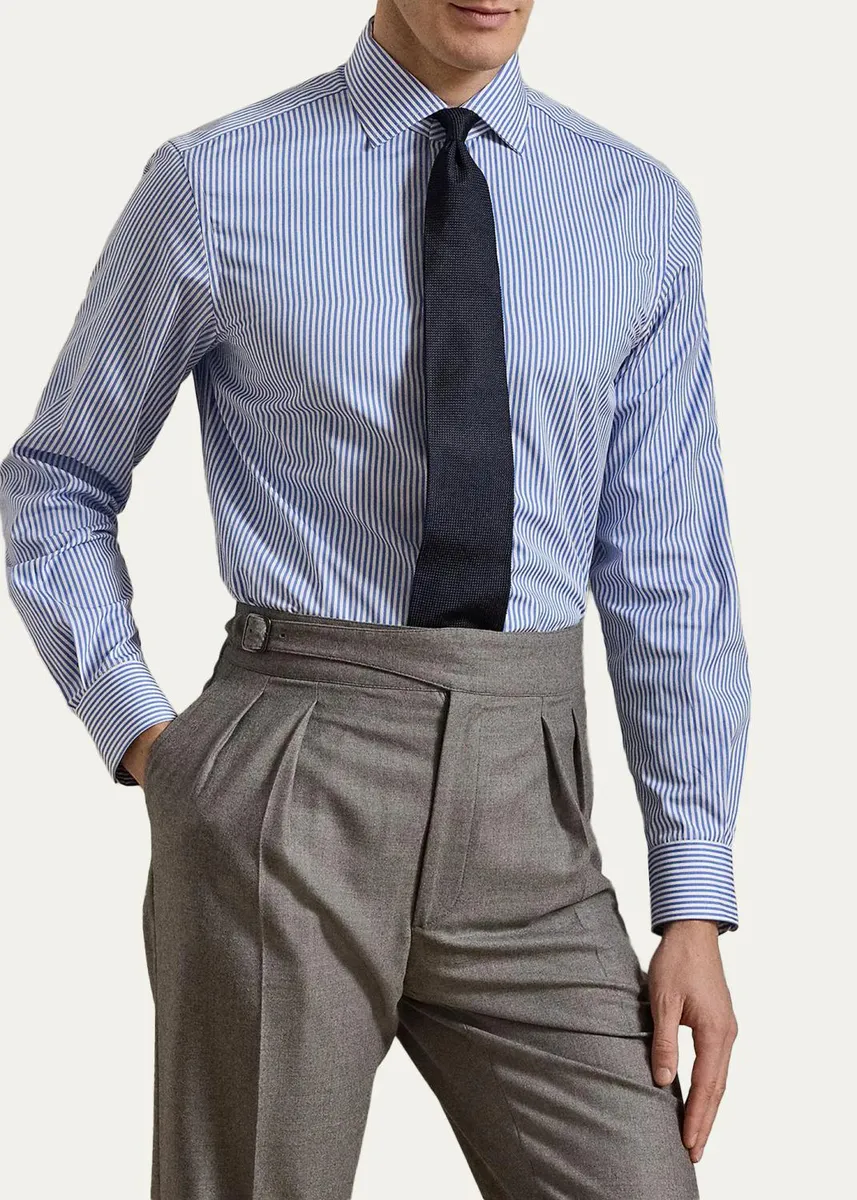 Ralph Lauren Purple Label Men's Bengal-Stripe Poplin Shirt | Thumbnail 4 Ralph Lauren Purple Label Men's Bengal-Stripe Poplin Shirt | Thumbnail 4