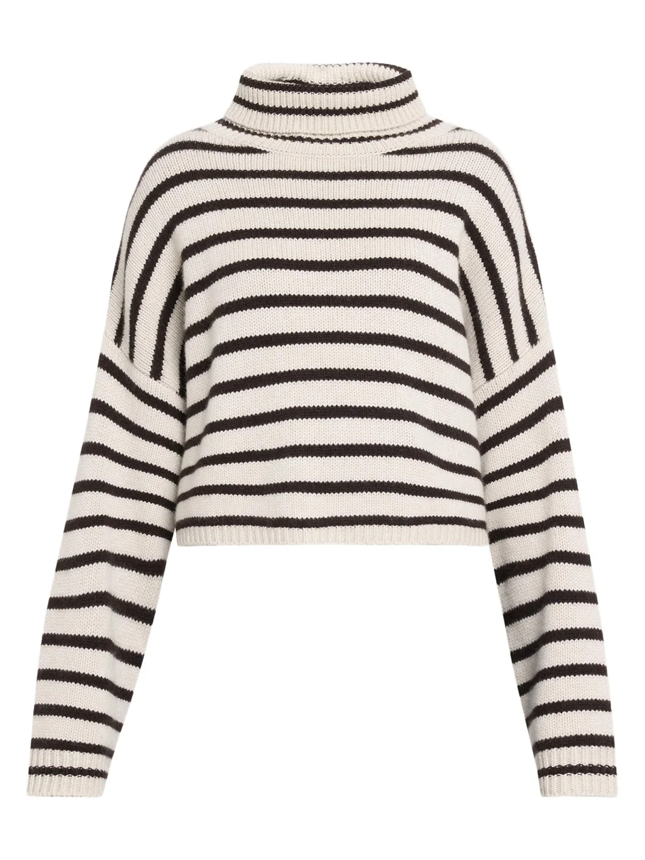 Lisa Yang Zerlina Striped Drop-Shoulder Cashmere Sweater