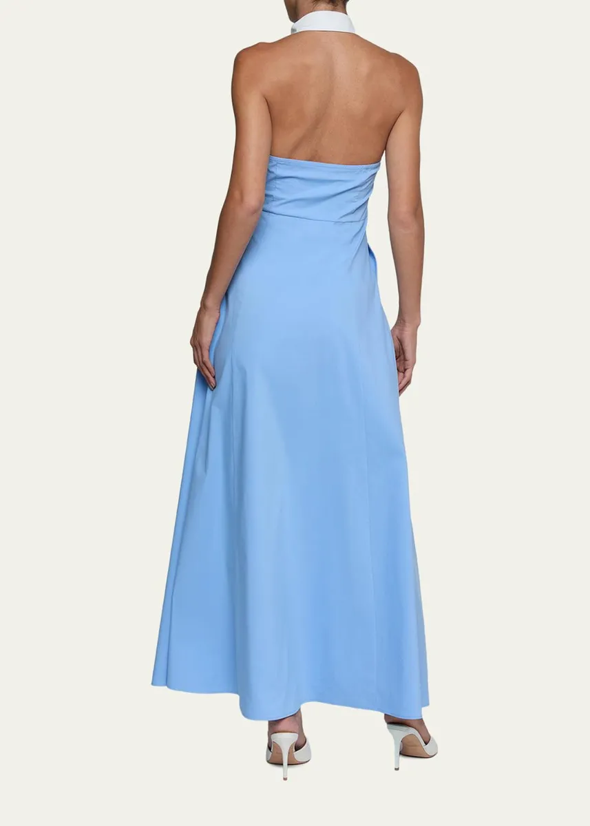 L'Agence Maurie Cotton Poplin Halter Maxi Dress | Thumbnail 3