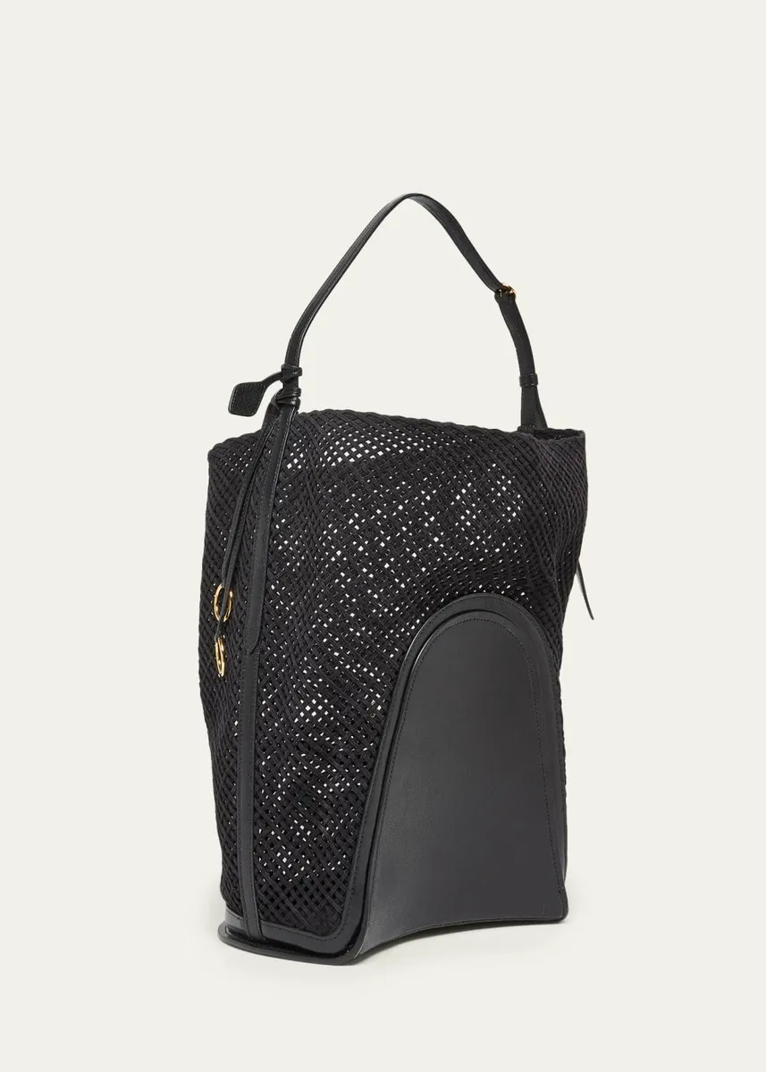 ALAÏA Le Hip Large Suede Mesh Bucket Bag | Thumbnail 3