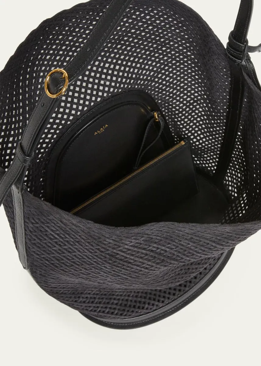 ALAÏA Le Hip Large Suede Mesh Bucket Bag | Thumbnail 4
