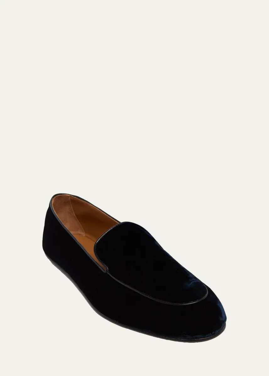 Tom Ford Men's Leo Velvet Apron-Toe Slippers | Thumbnail 5 Tom Ford Men's Leo Velvet Apron-Toe Slippers | Thumbnail 5