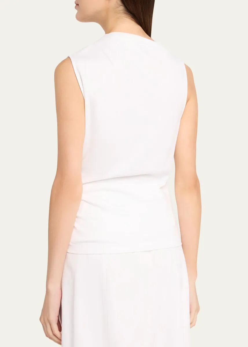 Vince Sleeveless Draped Pima Cotton Top | Thumbnail 3