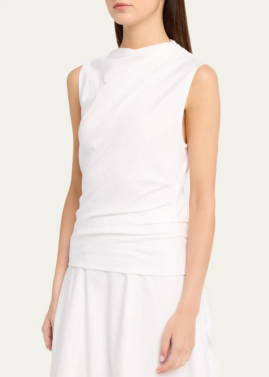 Vince Sleeveless Draped Pima Cotton Top | Thumbnail 4