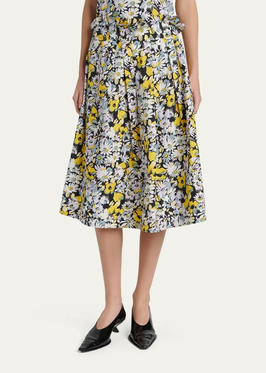 Marni Floral Cotton Midi Skirt | Thumbnail 4