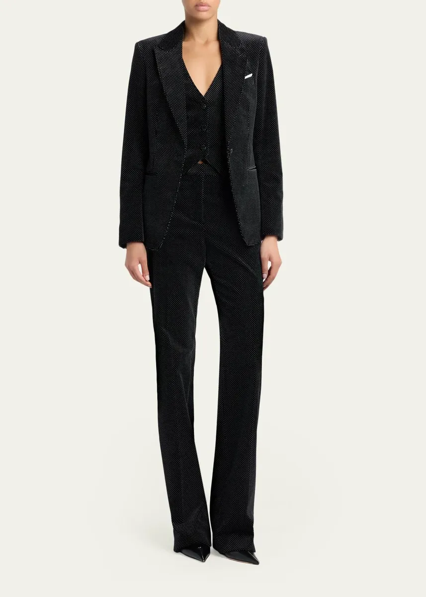 Tom Ford Polka-Dot Velvet Bootcut Trousers | Thumbnail 2 Tom Ford Polka-Dot Velvet Bootcut Trousers | Thumbnail 2