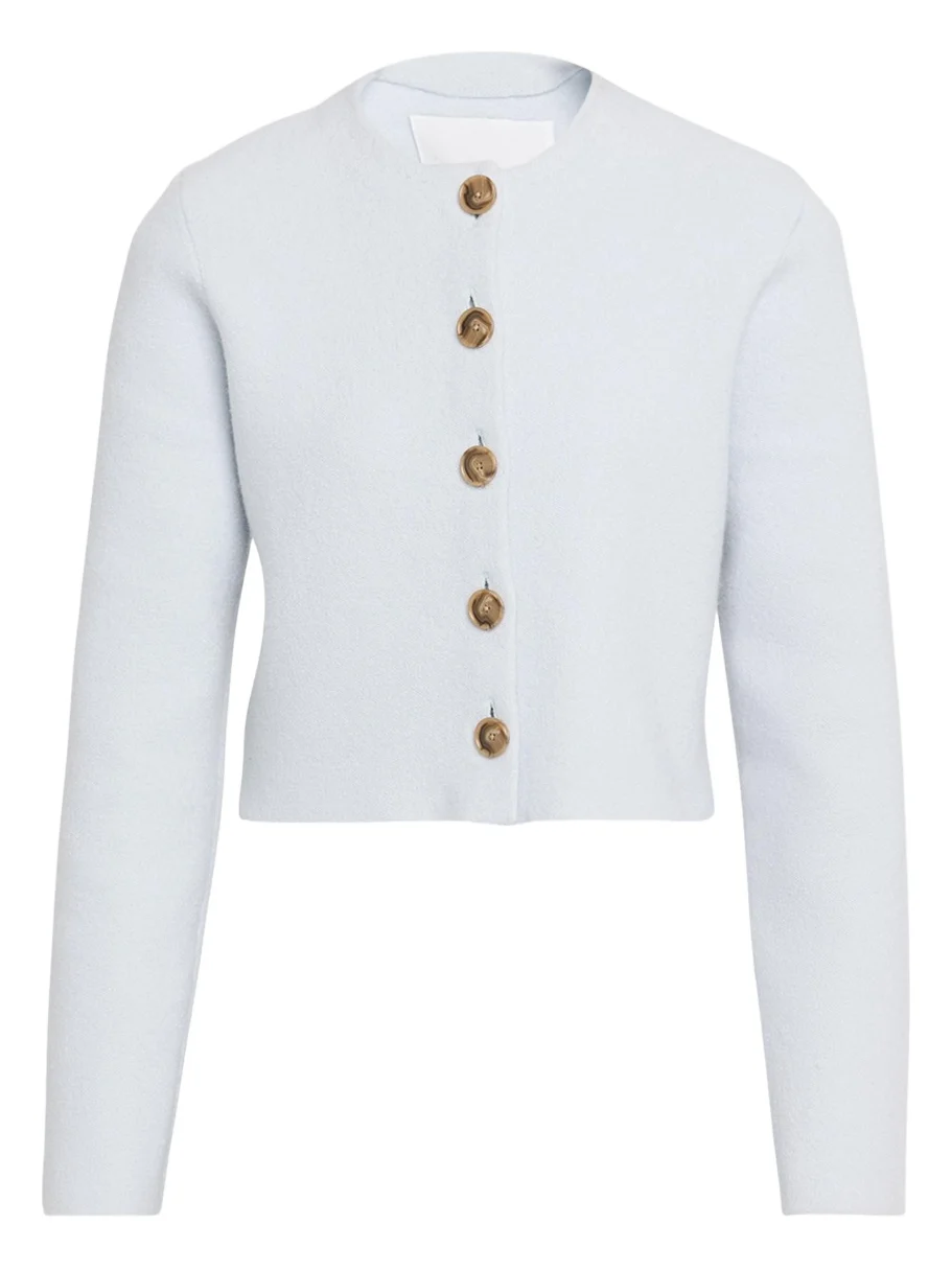 Brandon Maxwell Ryder Wool Knit Crop Jacket