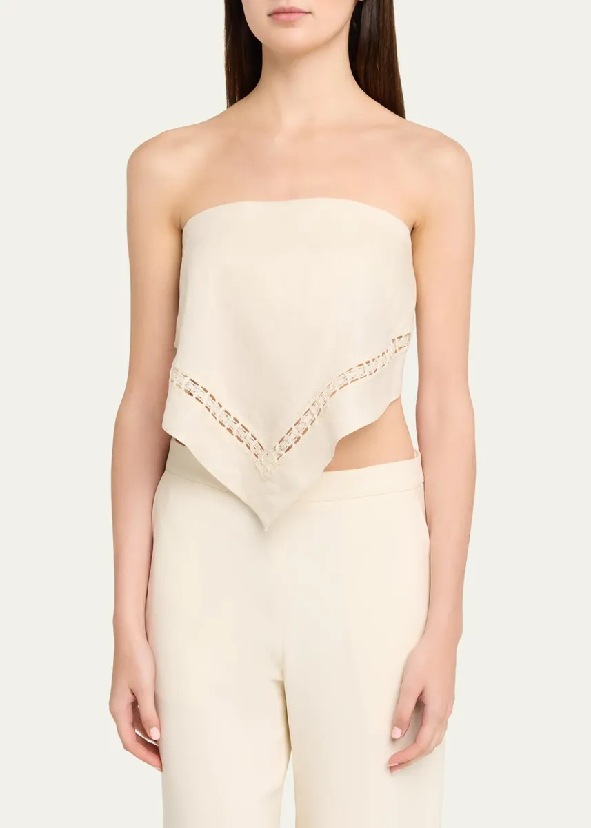 Simkhai Lahni Strapless Linen Lace Top | Thumbnail 4