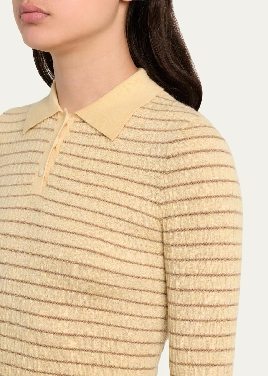 Guest In Residence Smocked Striped Long-Sleeve Polo | Thumbnail 5 Guest In Residence Smocked Striped Long-Sleeve Polo | Thumbnail 5