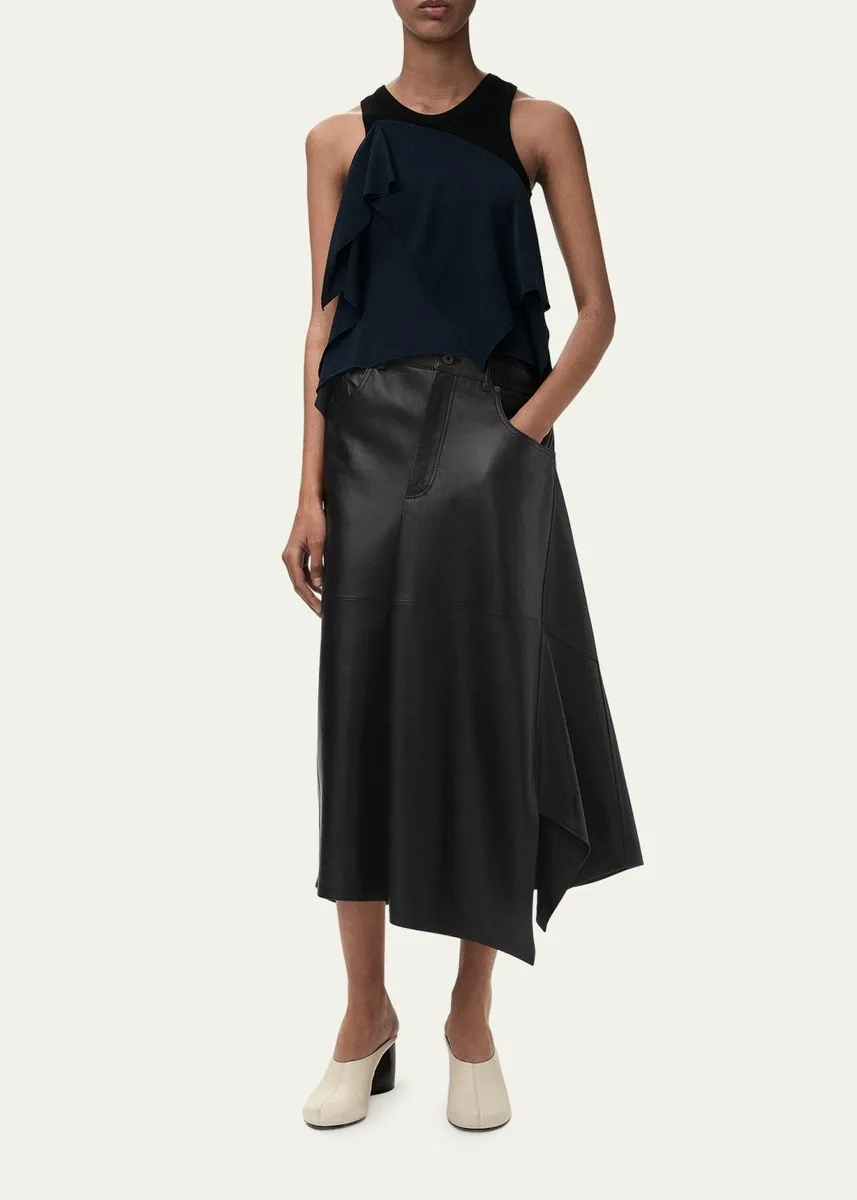 Loewe Asymmetric Leather Midi Skirt | Thumbnail 2 Loewe Asymmetric Leather Midi Skirt | Thumbnail 2
