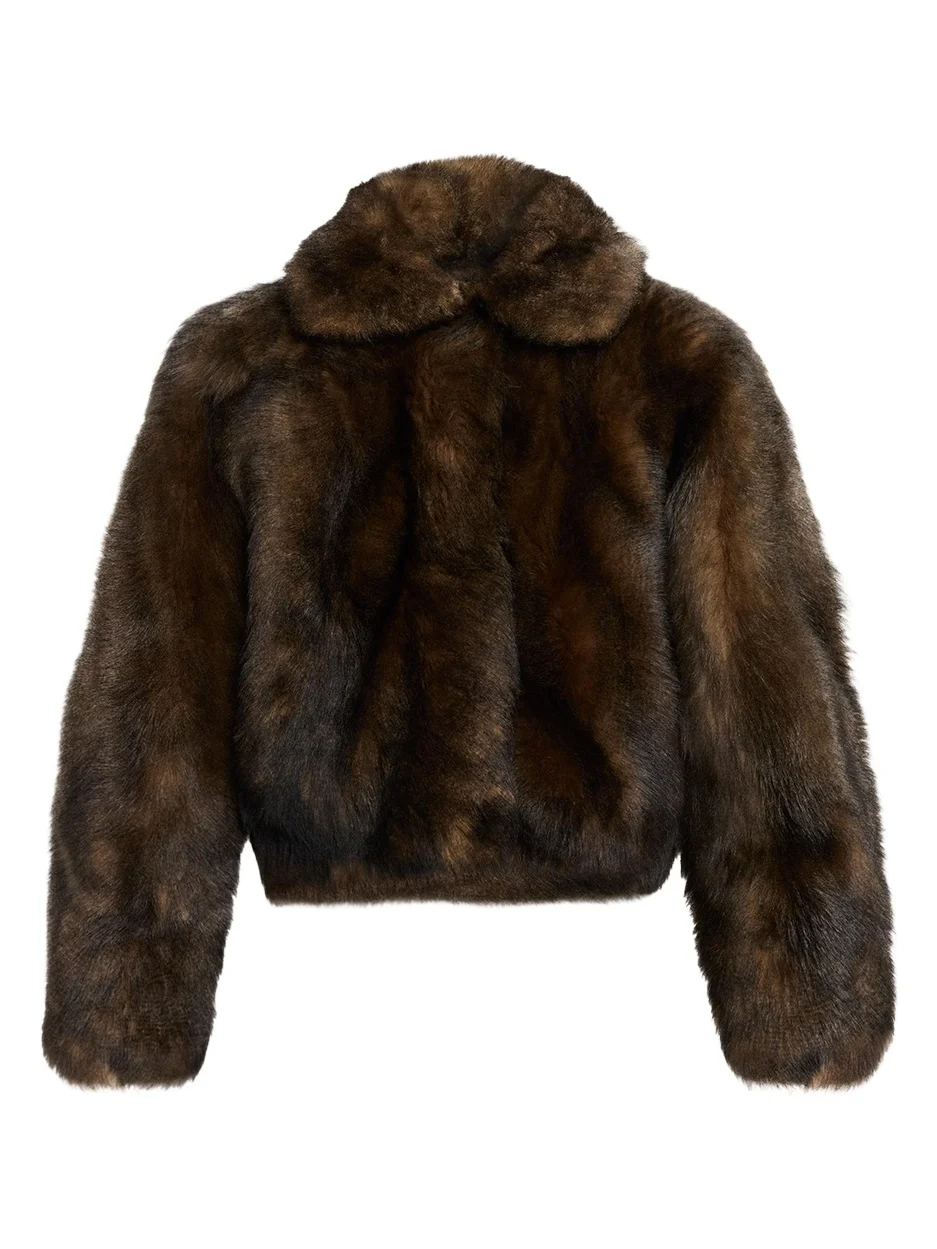 Lamb Shearling Zip Jacket With Monili Trim Lamb Shearling Zip Jacket With Monili Trim