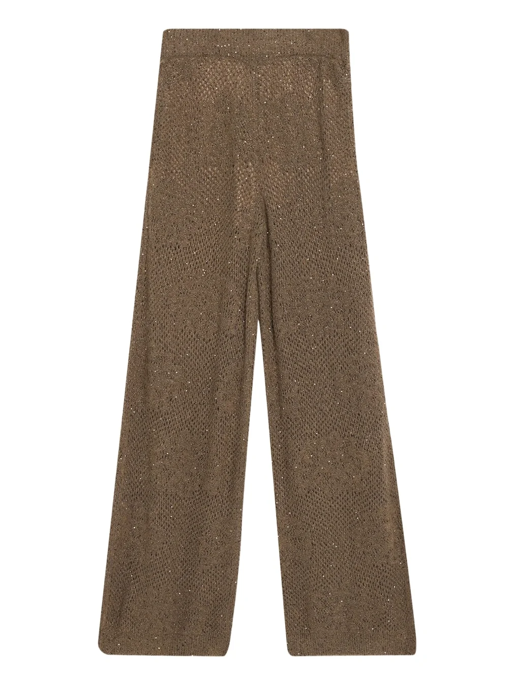 Brunello Cucinelli Floral Paillette Mohair Open-Knit Wide-Leg Pants