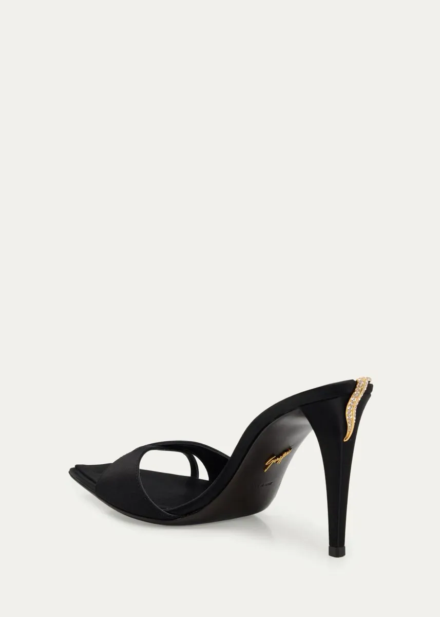 Giuseppe Zanotti 90mm Crystal Back Satin Mule Sandals | Thumbnail 4 Giuseppe Zanotti 90mm Crystal Back Satin Mule Sandals | Thumbnail 4