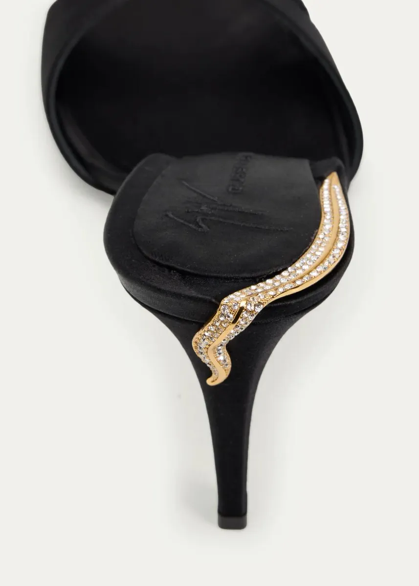 Giuseppe Zanotti 90mm Crystal Back Satin Mule Sandals | Thumbnail 5 Giuseppe Zanotti 90mm Crystal Back Satin Mule Sandals | Thumbnail 5