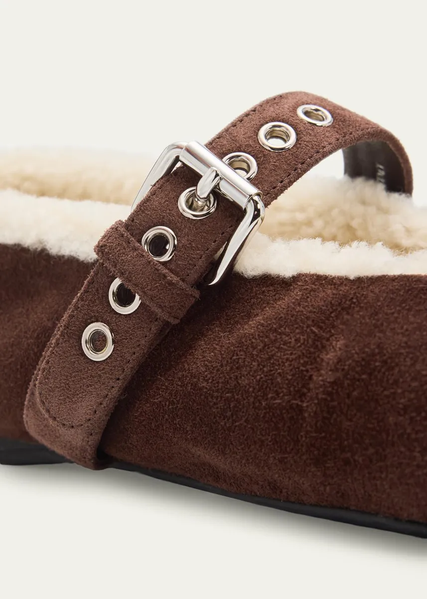 Miu Miu Shearling-Lined Suede Mary Jane Ballerina Flats | Thumbnail 5 Miu Miu Shearling-Lined Suede Mary Jane Ballerina Flats | Thumbnail 5