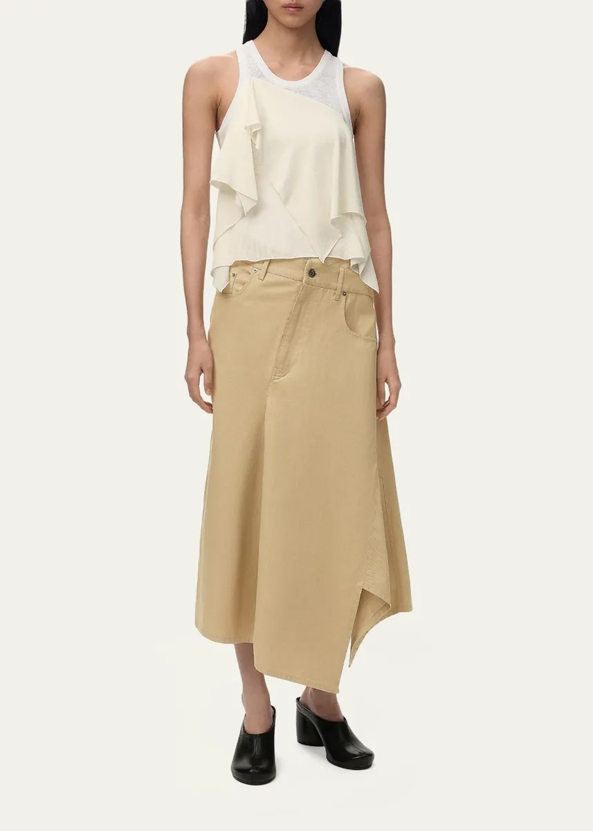 Loewe Asymmetric Cotton Midi Skirt | Thumbnail 2