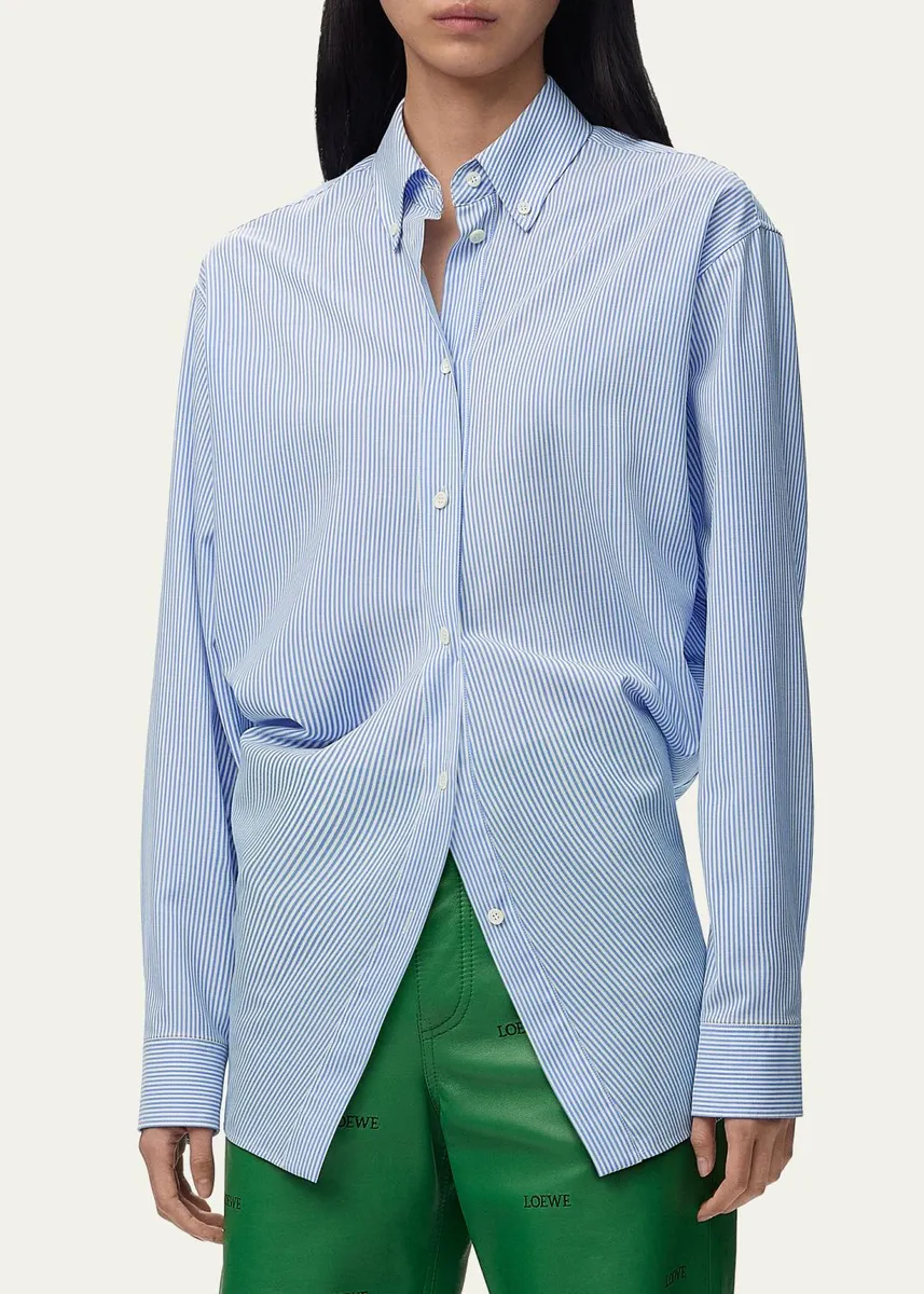 Loewe Striped Draped Waist Button-Down Shirt | Thumbnail 4