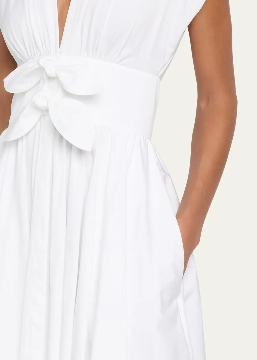 ALAÏA Belted Cotton Poplin Midi Dress | Thumbnail 5