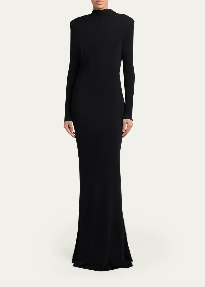 Tom Ford Mock-Neck Strong-Shoulder Cutout Gown | Thumbnail 2 Tom Ford Mock-Neck Strong-Shoulder Cutout Gown | Thumbnail 2