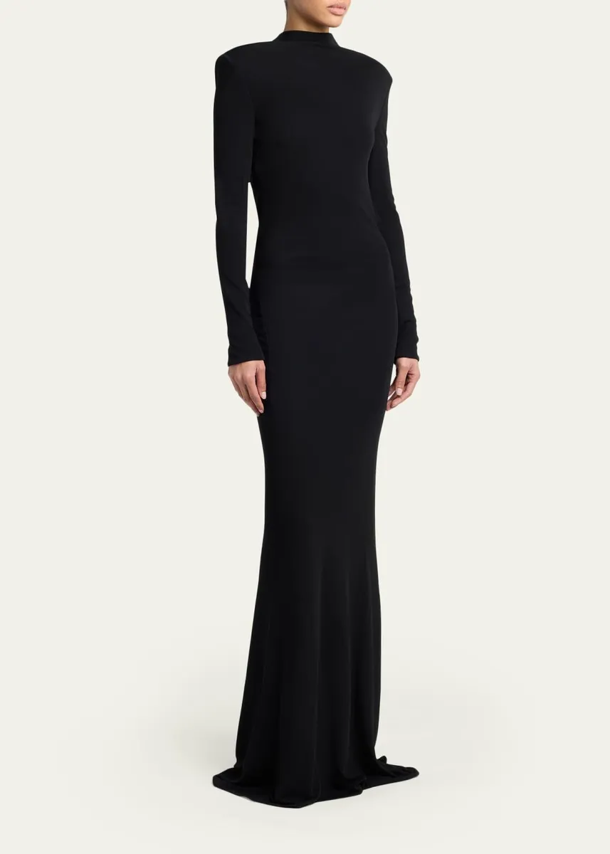 Tom Ford Mock-Neck Strong-Shoulder Cutout Gown | Thumbnail 4 Tom Ford Mock-Neck Strong-Shoulder Cutout Gown | Thumbnail 4