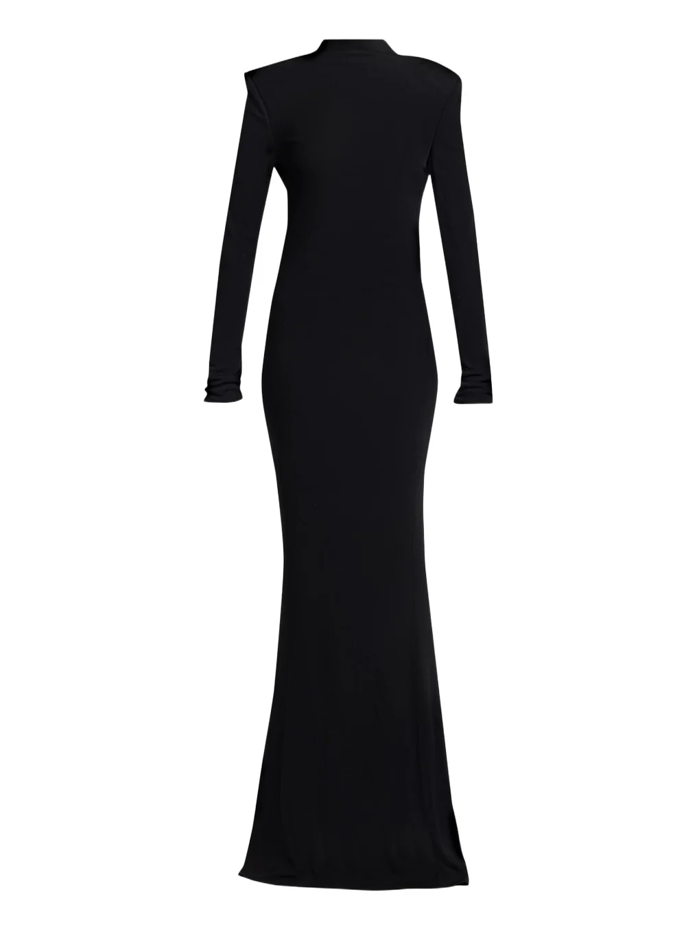 Mock-Neck Strong-Shoulder Cutout Gown Mock-Neck Strong-Shoulder Cutout Gown