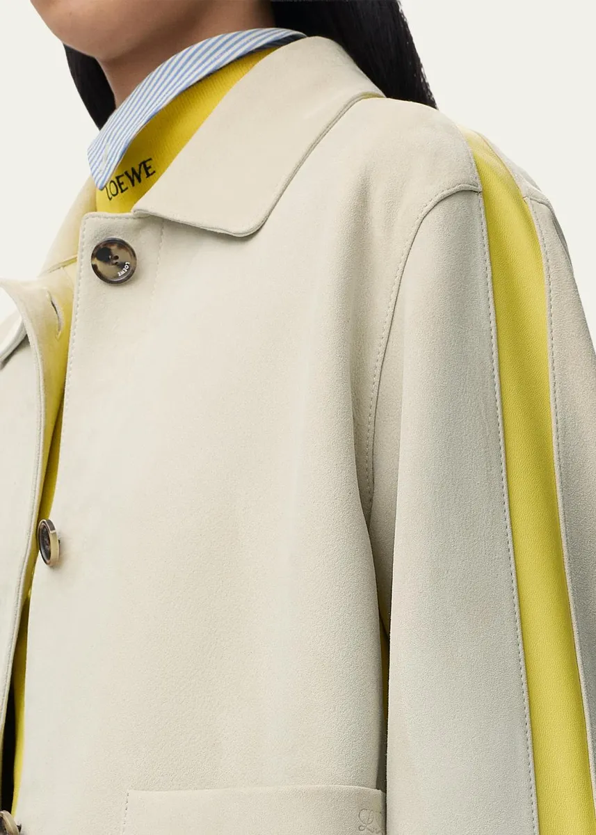Loewe Turn Up Leather Colorblock Jacket | Thumbnail 5
