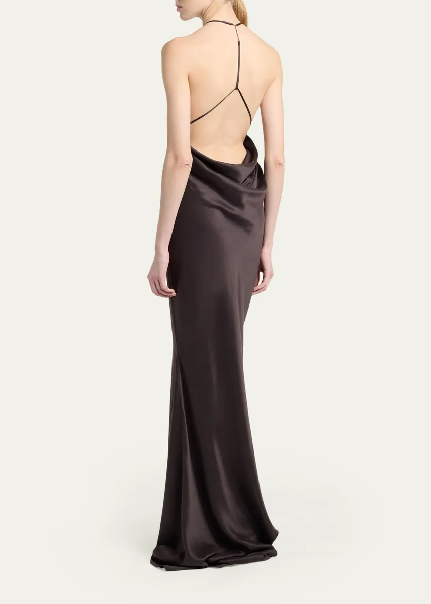 Tom Ford Draped Backless Satin Gown | Thumbnail 3 Tom Ford Draped Backless Satin Gown | Thumbnail 3
