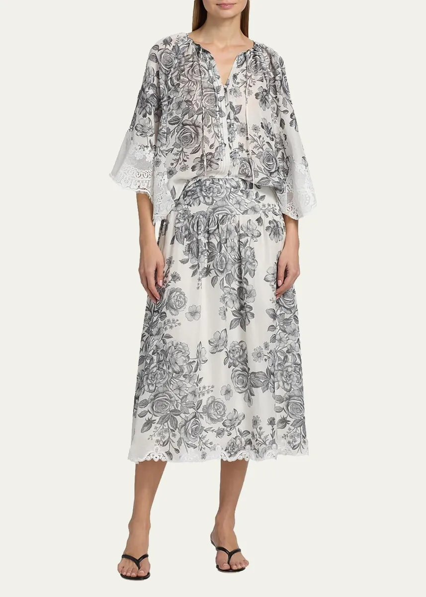 Kobi Halperin Paloma Lace-Trim Viscose-Linen Blouse | Thumbnail 2 Kobi Halperin Paloma Lace-Trim Viscose-Linen Blouse | Thumbnail 2
