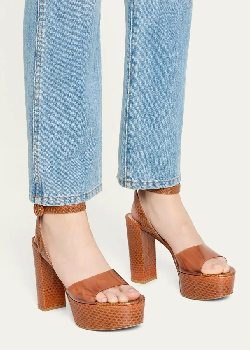 Gianvito Rossi 70mm Plexi Snake-Embossed Leather Platform Sandals | Thumbnail 2 Gianvito Rossi 70mm Plexi Snake-Embossed Leather Platform Sandals | Thumbnail 2