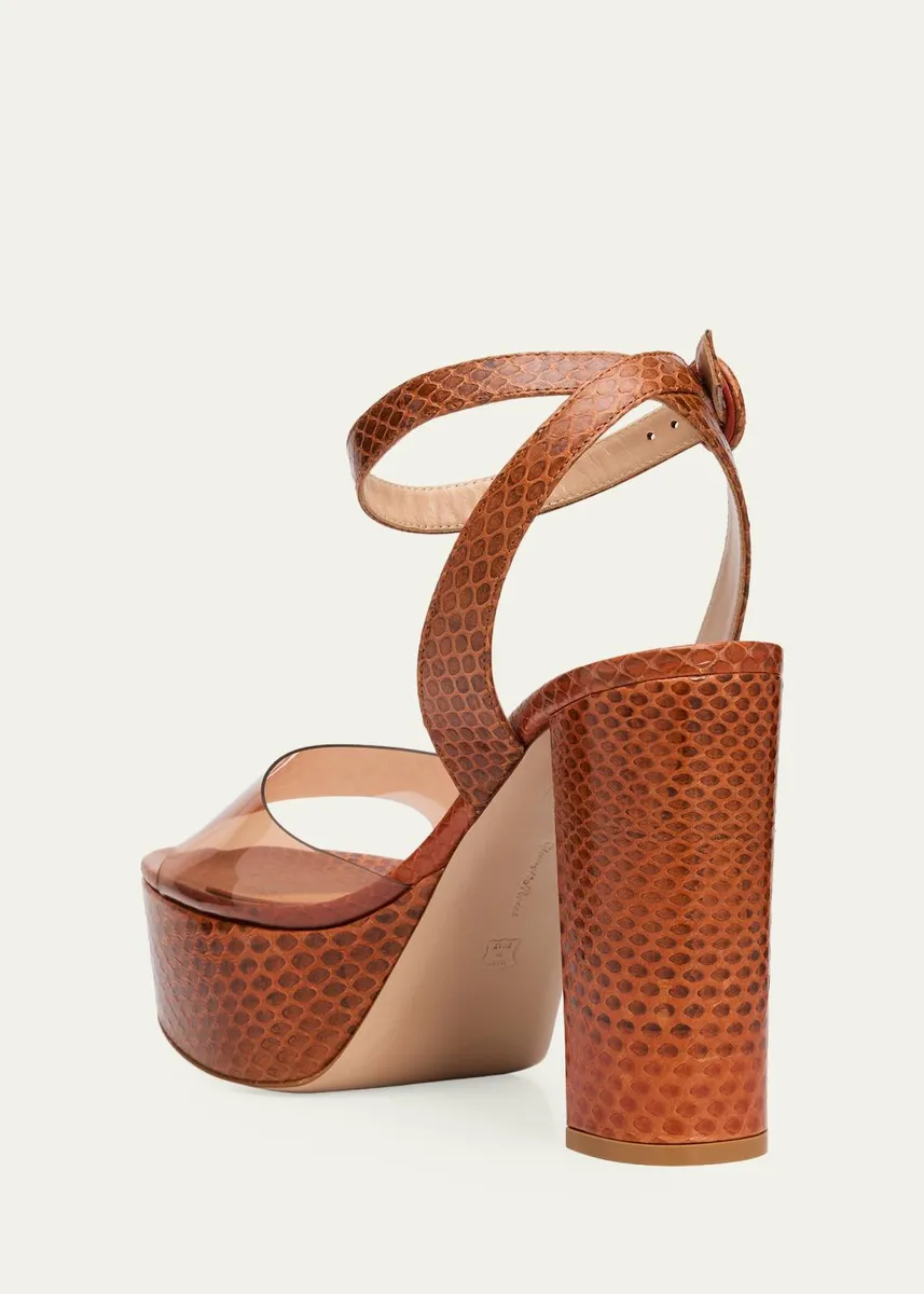 Gianvito Rossi 70mm Plexi Snake-Embossed Leather Platform Sandals | Thumbnail 4 Gianvito Rossi 70mm Plexi Snake-Embossed Leather Platform Sandals | Thumbnail 4