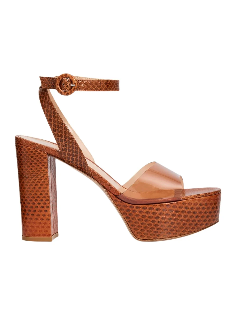 70mm Plexi Snake-Embossed Leather Platform Sandals 70mm Plexi Snake-Embossed Leather Platform Sandals