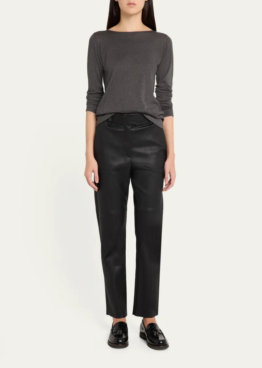 Brunello Cucinelli Cashmere-Silk Lurex Long-Sleeve Top | Thumbnail 2