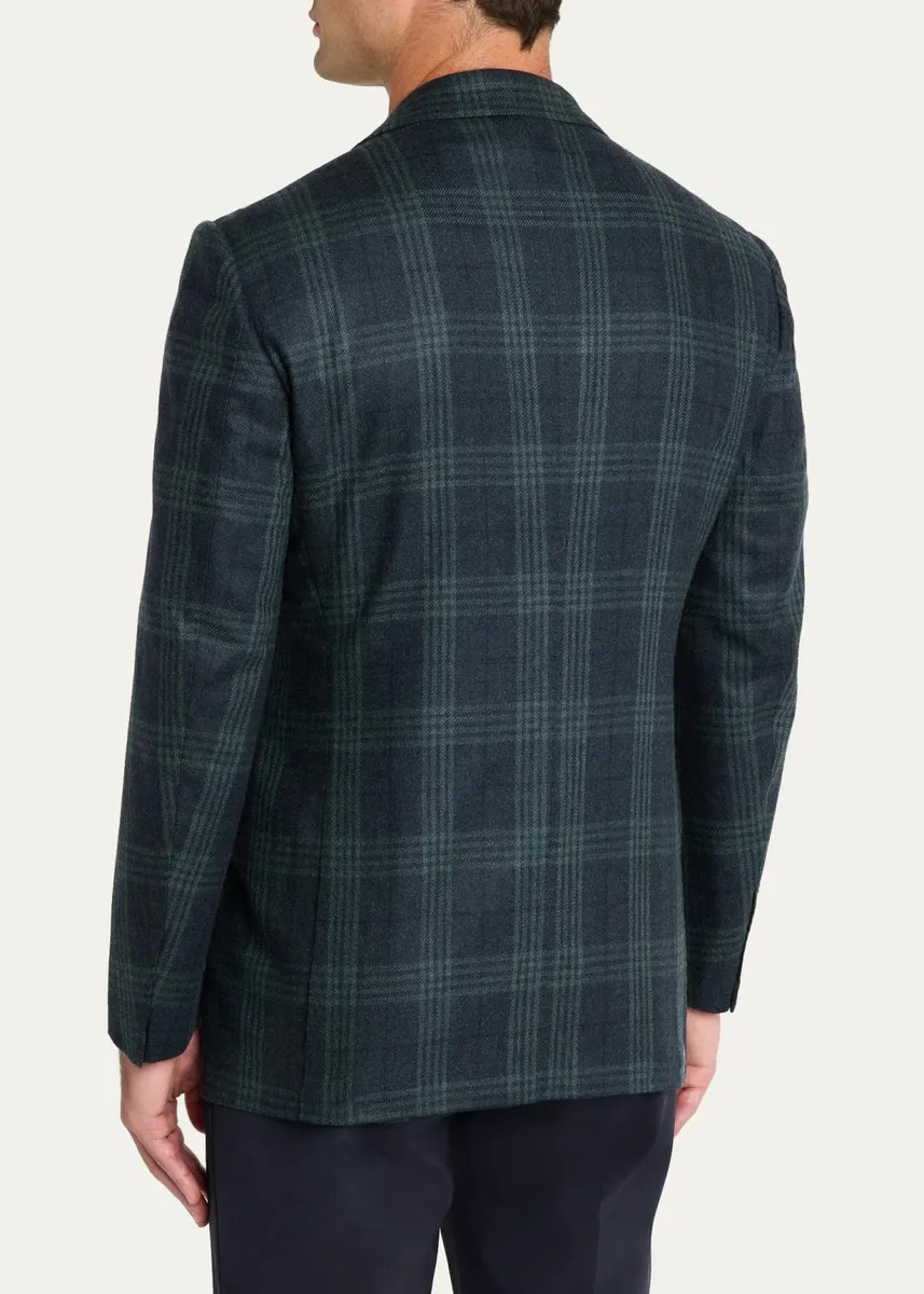 Cesare Attolini Men's Plaid Wool-Cashmere Blazer | Thumbnail 3