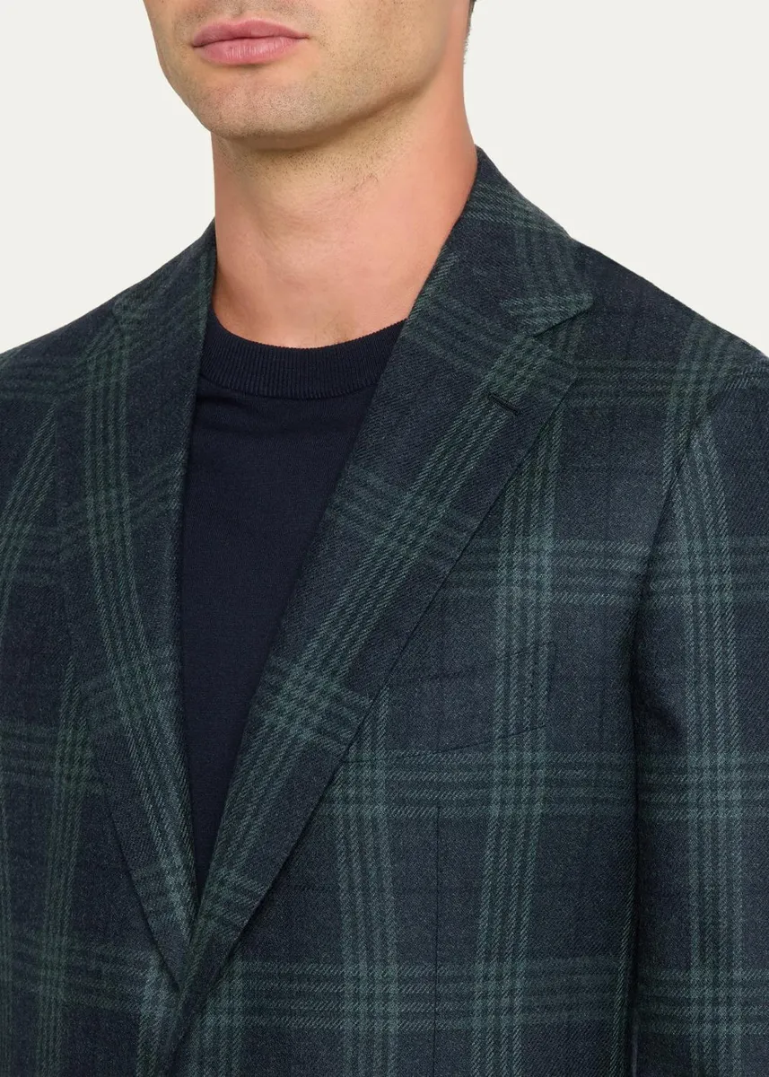 Cesare Attolini Men's Plaid Wool-Cashmere Blazer | Thumbnail 5