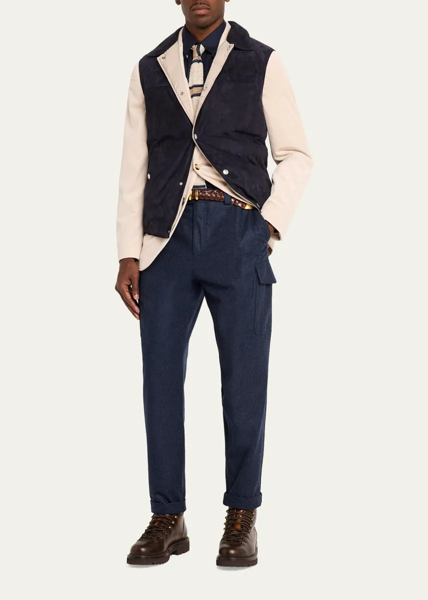 Brunello Cucinelli Men's Wool Flannel Tapered Leg Cargo Pants | Thumbnail 2 Brunello Cucinelli Men's Wool Flannel Tapered Leg Cargo Pants | Thumbnail 2