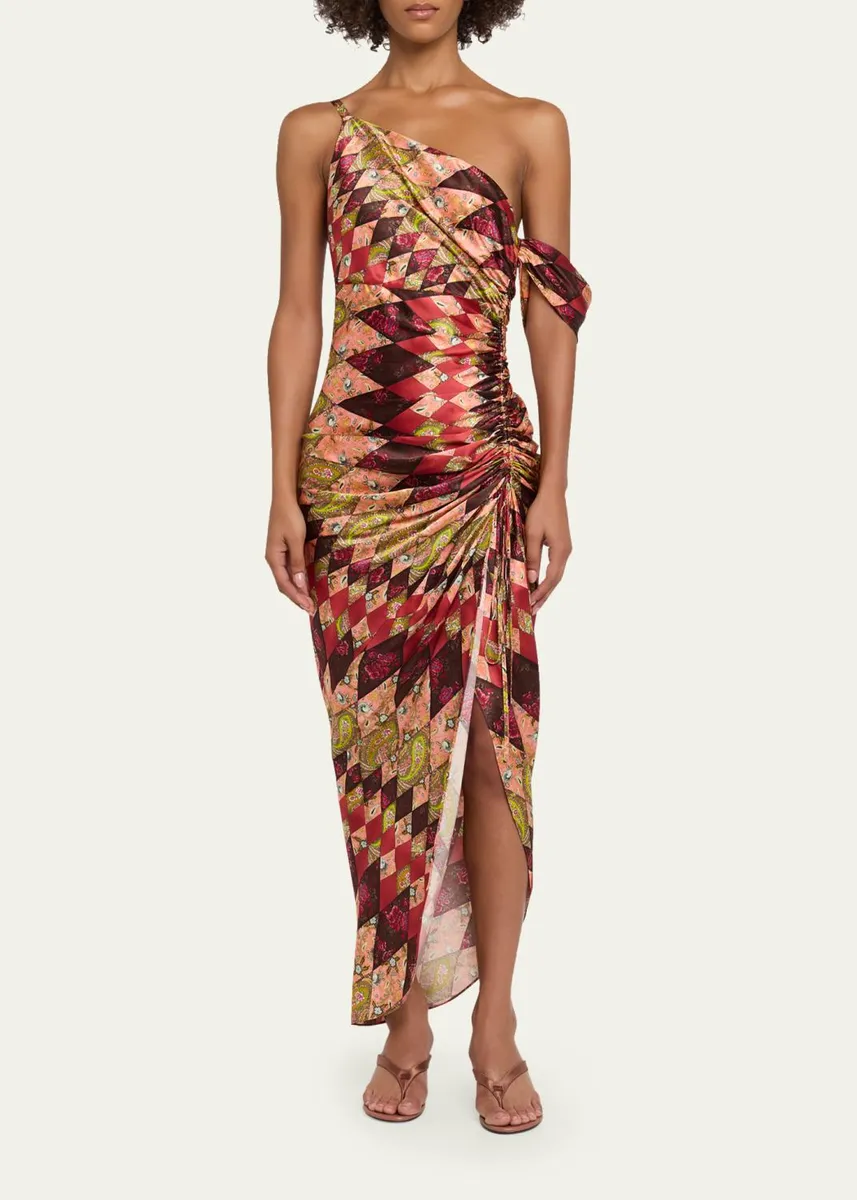 Cinq à Sept Elliana Draped Silk Midi Dress | Thumbnail 2 Cinq à Sept Elliana Draped Silk Midi Dress | Thumbnail 2