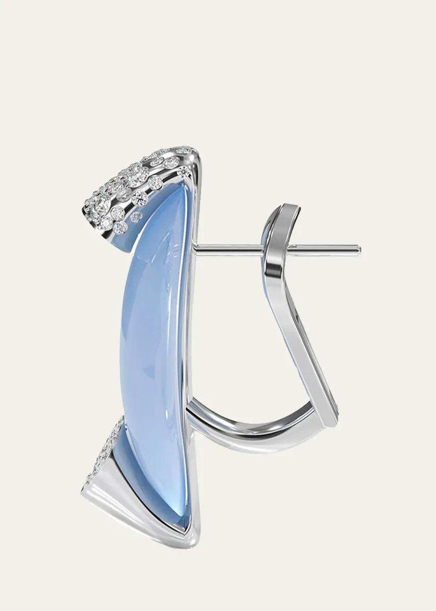 TABAYER 18K White Gold Diamond and Chalcedony Earrings | Thumbnail 2 TABAYER 18K White Gold Diamond and Chalcedony Earrings | Thumbnail 2