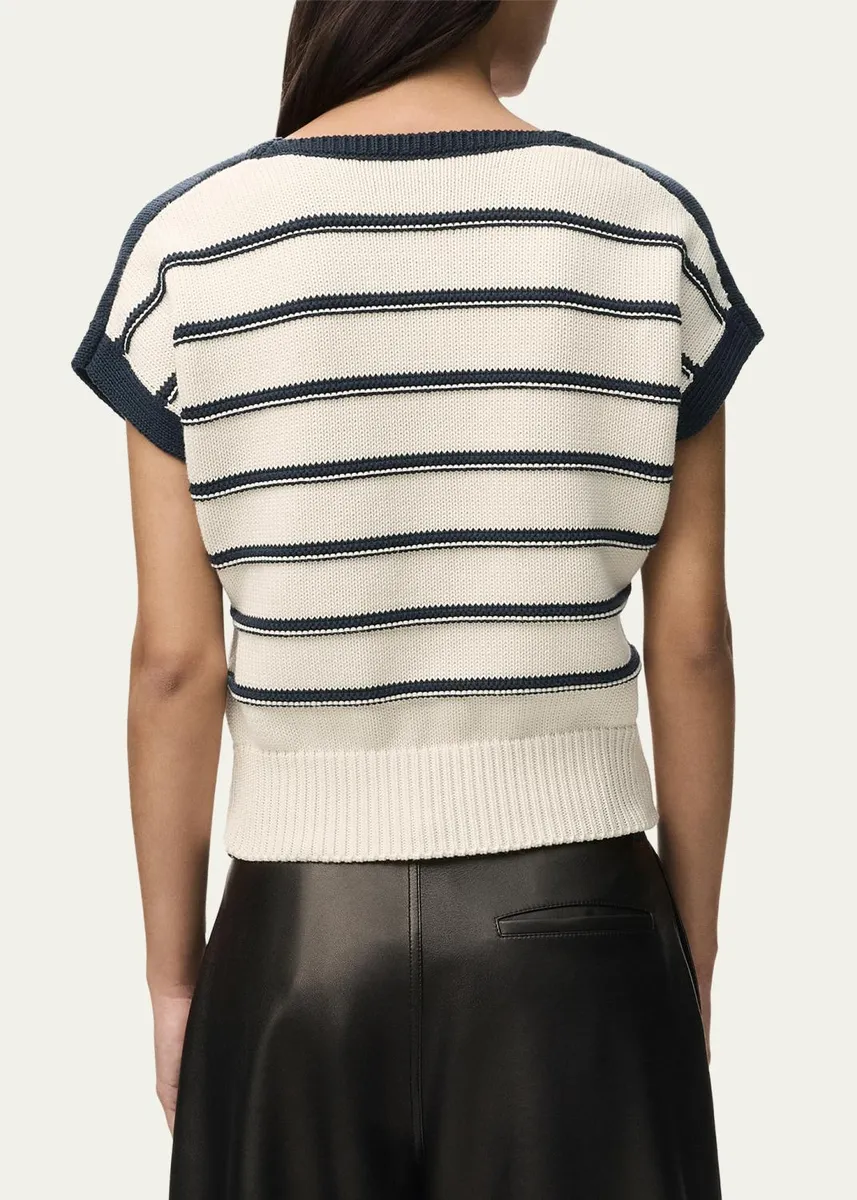 Loewe Short-Sleeve Stripe Knit Sweater | Thumbnail 3 Loewe Short-Sleeve Stripe Knit Sweater | Thumbnail 3