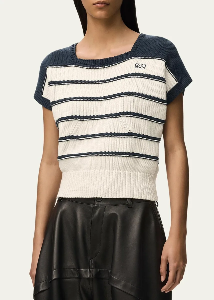 Loewe Short-Sleeve Stripe Knit Sweater | Thumbnail 4 Loewe Short-Sleeve Stripe Knit Sweater | Thumbnail 4