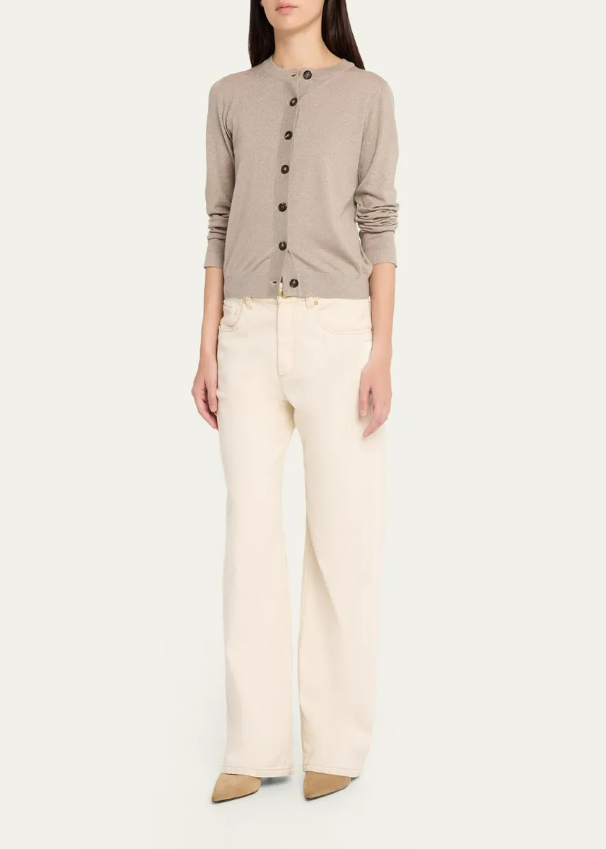 Brunello Cucinelli Cashmere Lurex Crewneck Cardigan | Thumbnail 2 Brunello Cucinelli Cashmere Lurex Crewneck Cardigan | Thumbnail 2