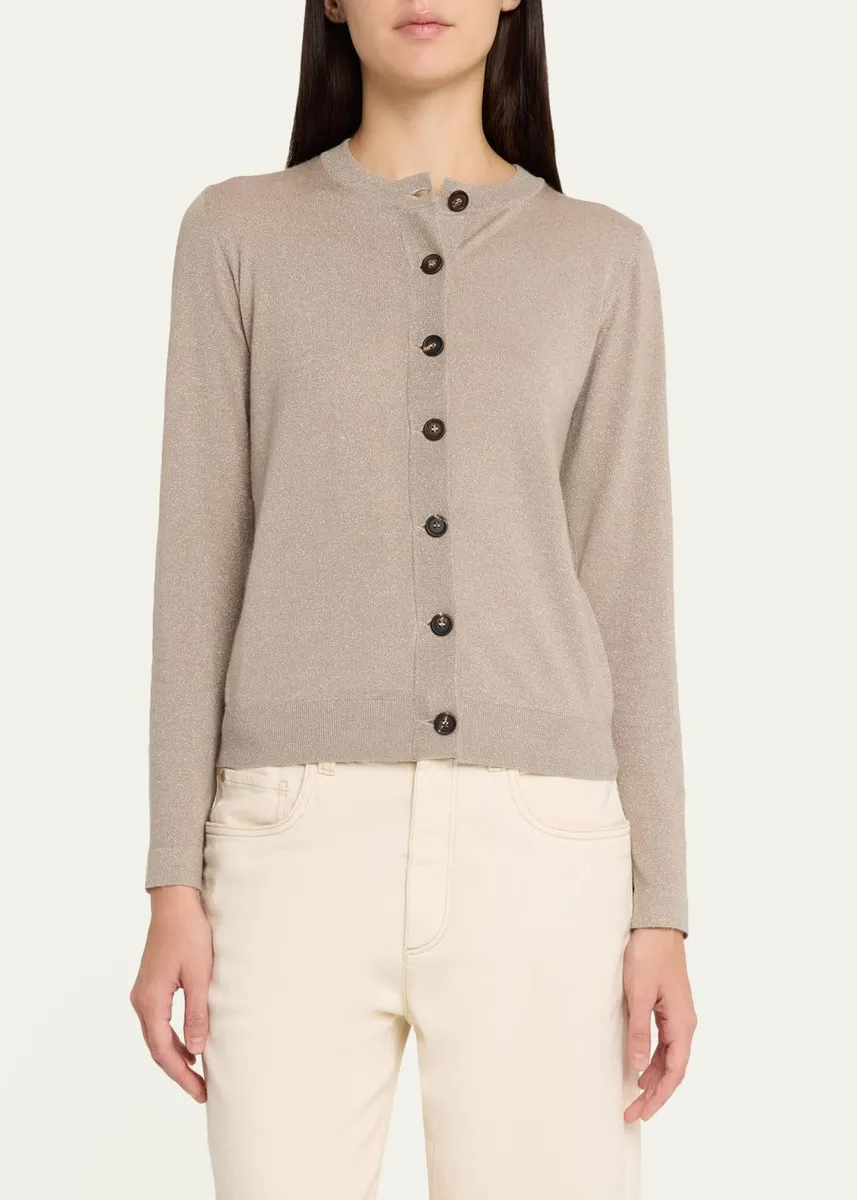 Brunello Cucinelli Cashmere Lurex Crewneck Cardigan | Thumbnail 4 Brunello Cucinelli Cashmere Lurex Crewneck Cardigan | Thumbnail 4