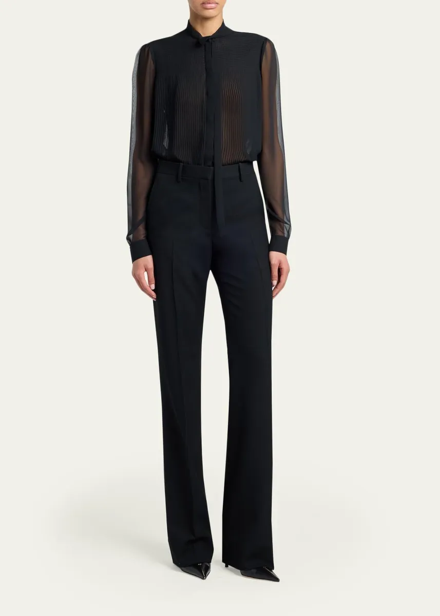 Tom Ford Chiffon Plisse Neck-Tie Blouse | Thumbnail 2 Tom Ford Chiffon Plisse Neck-Tie Blouse | Thumbnail 2