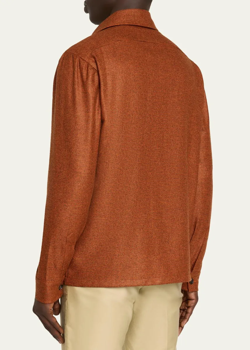 Cesare Attolini Men's Cashmere Pied de Poule Overshirt | Thumbnail 3 Cesare Attolini Men's Cashmere Pied de Poule Overshirt | Thumbnail 3