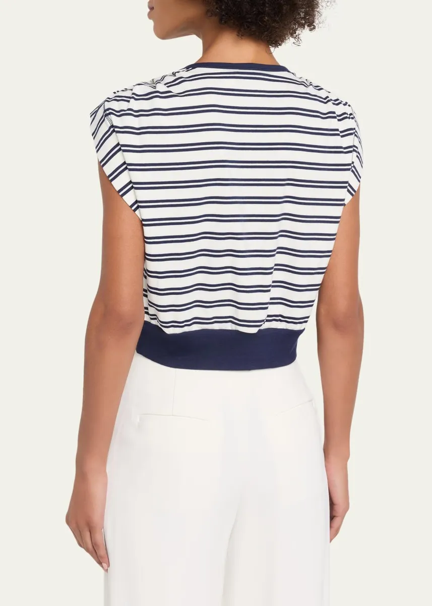Simkhai Joie Striped Cotton-Jersey Top | Thumbnail 3