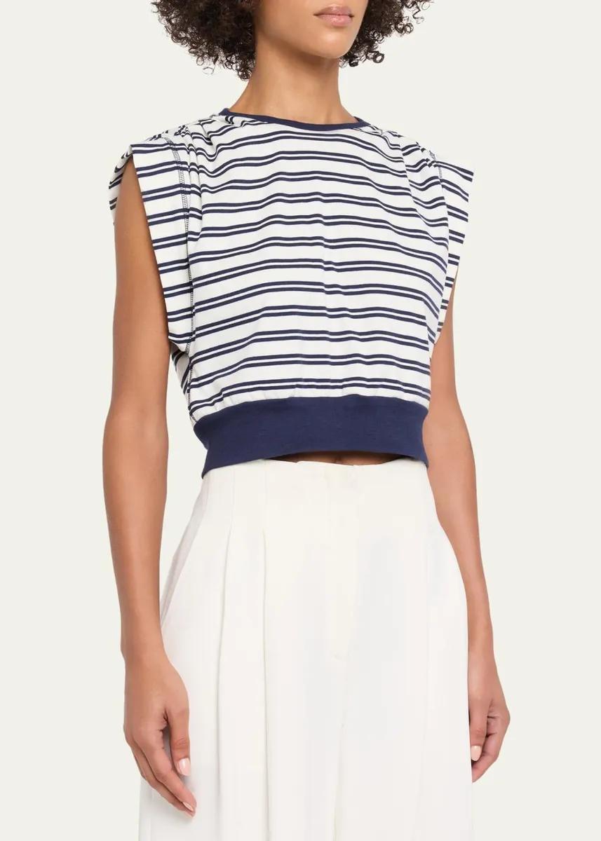 Simkhai Joie Striped Cotton-Jersey Top | Thumbnail 4