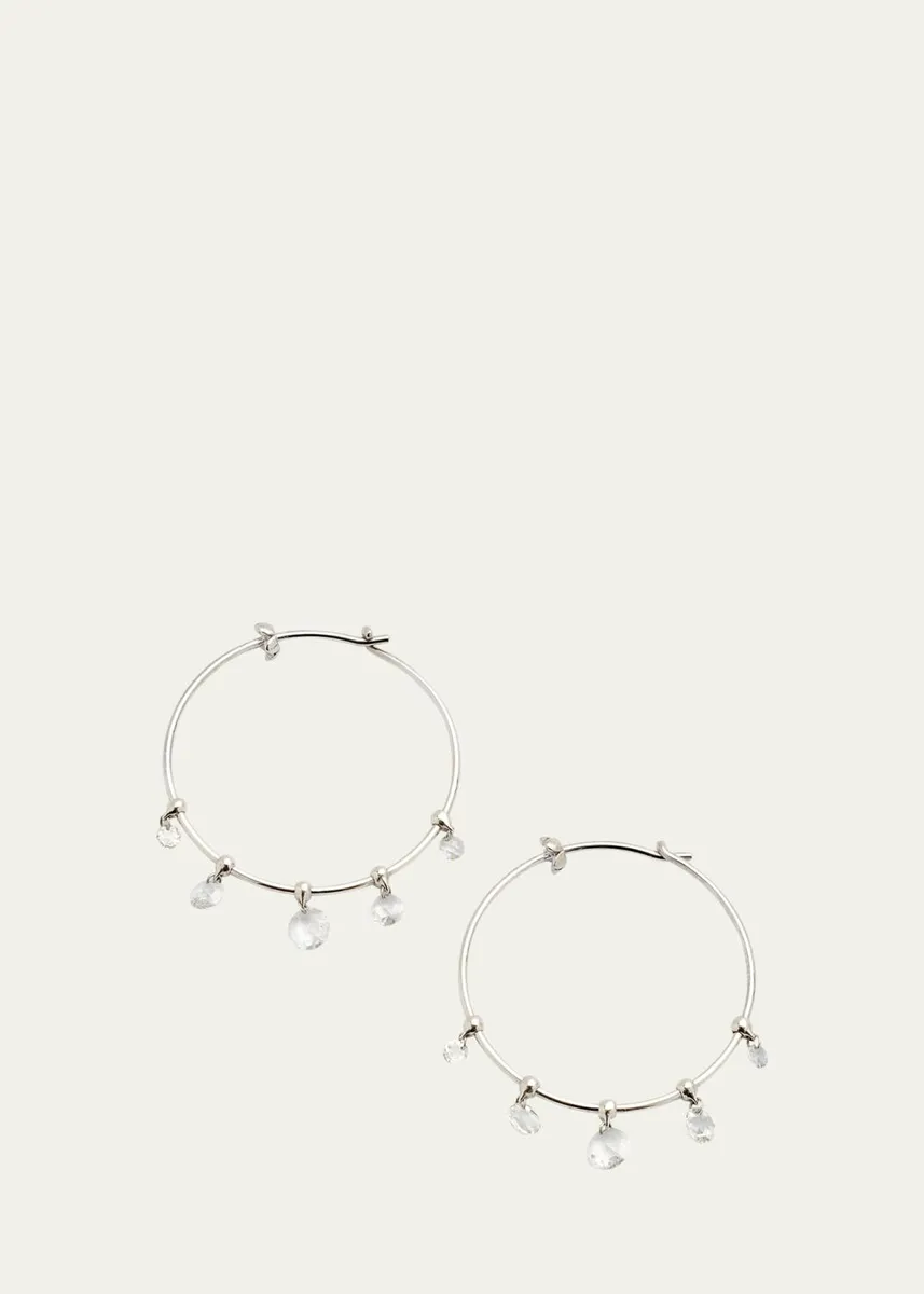 Paul Morelli 18K White Gold Wind Chime Diamond Hoop Earrings, 28mm | Thumbnail 3