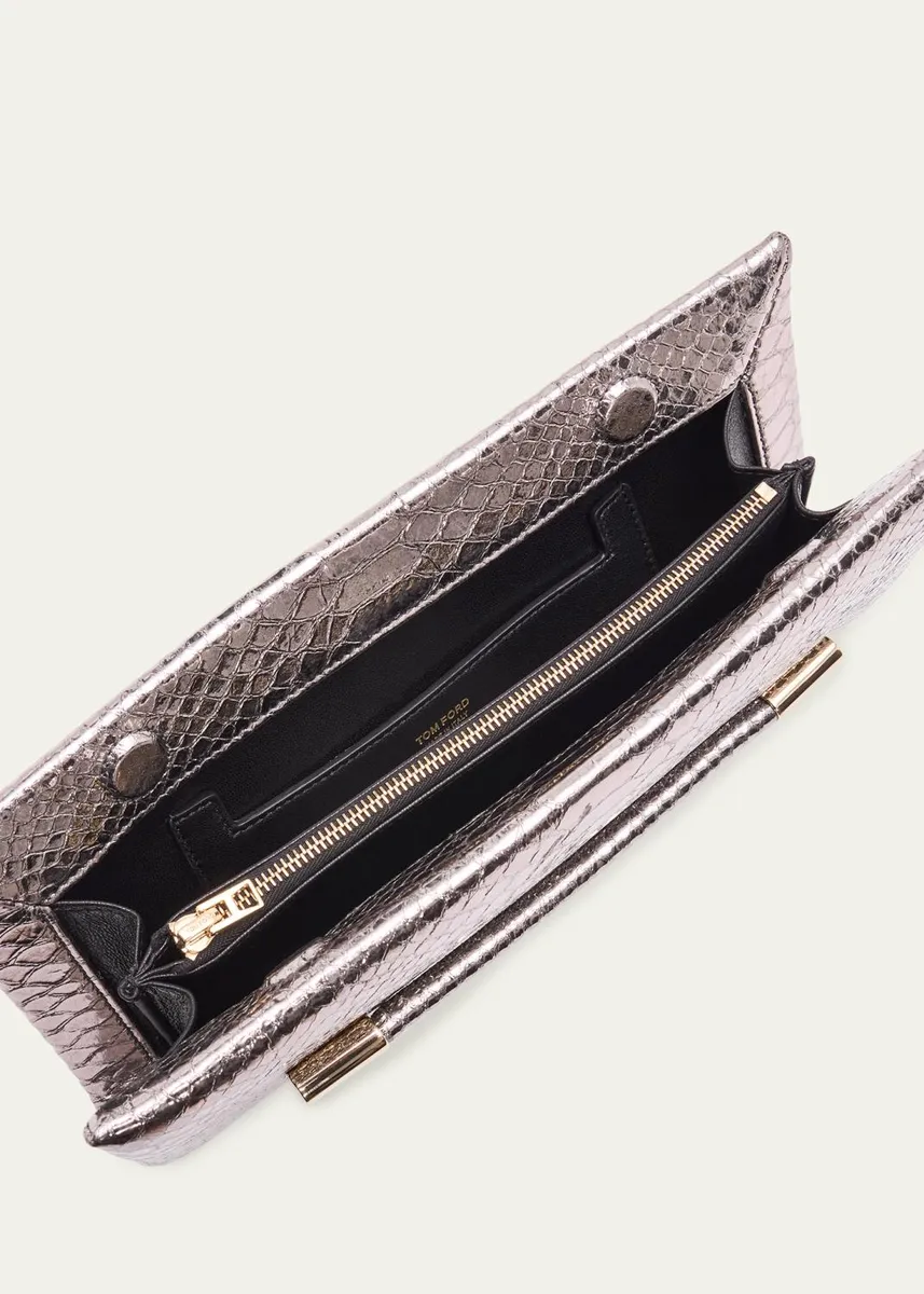 Tom Ford Ava Snake-Embossed Printed Leather Clutch | Thumbnail 4